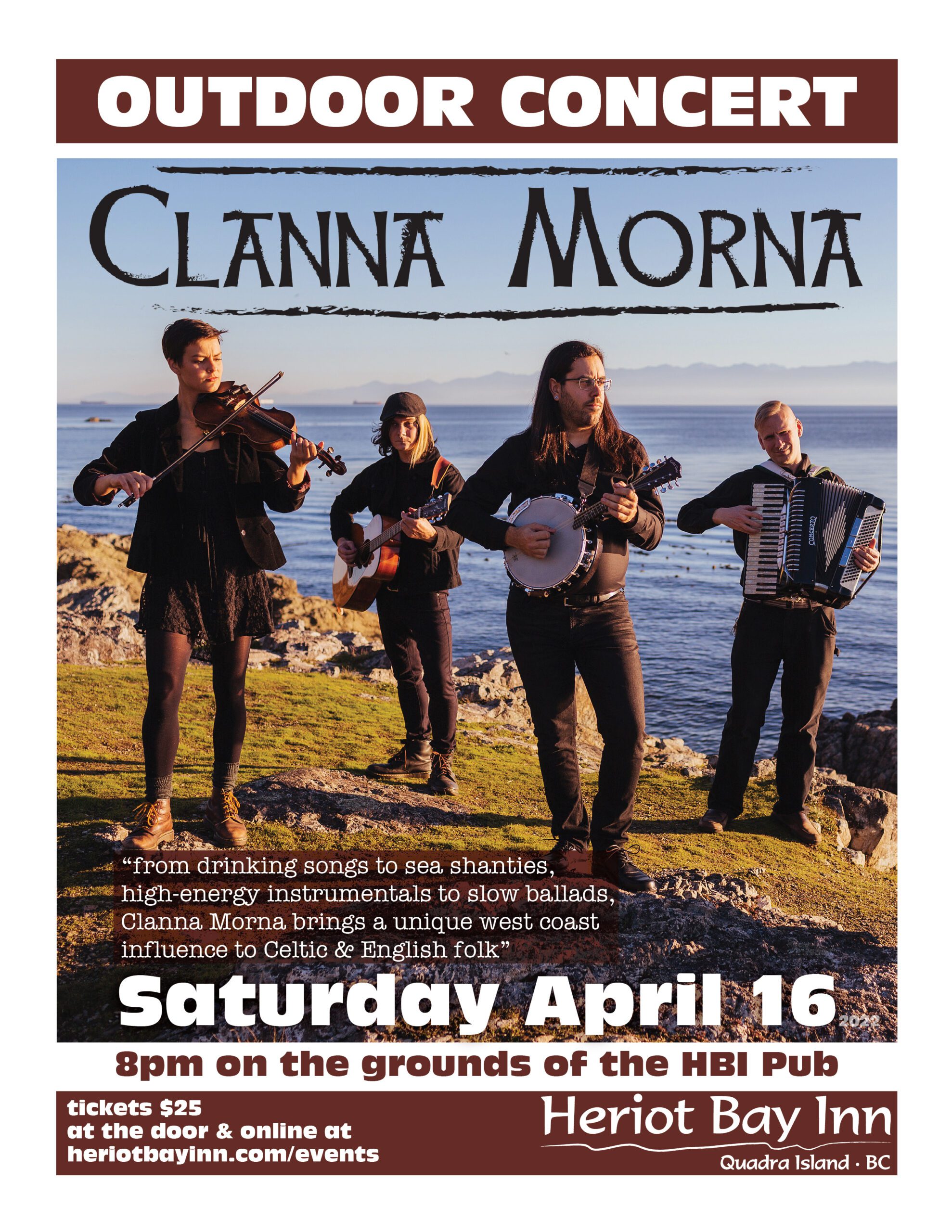 Clanna Morna Band poster for live music outdoor concert