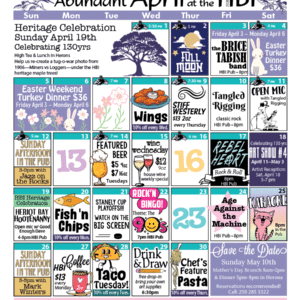 HBI Calendar of events for April 2026