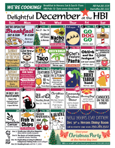 HBI Calendar of events for December, 2025