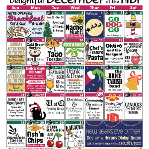 HBI Calendar of events for December, 2025