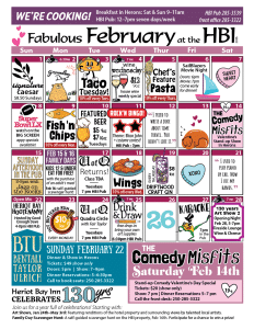 HBI Calendar of events for February 2026