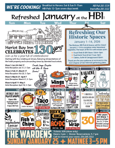 HBI Calendar of events for January 2026