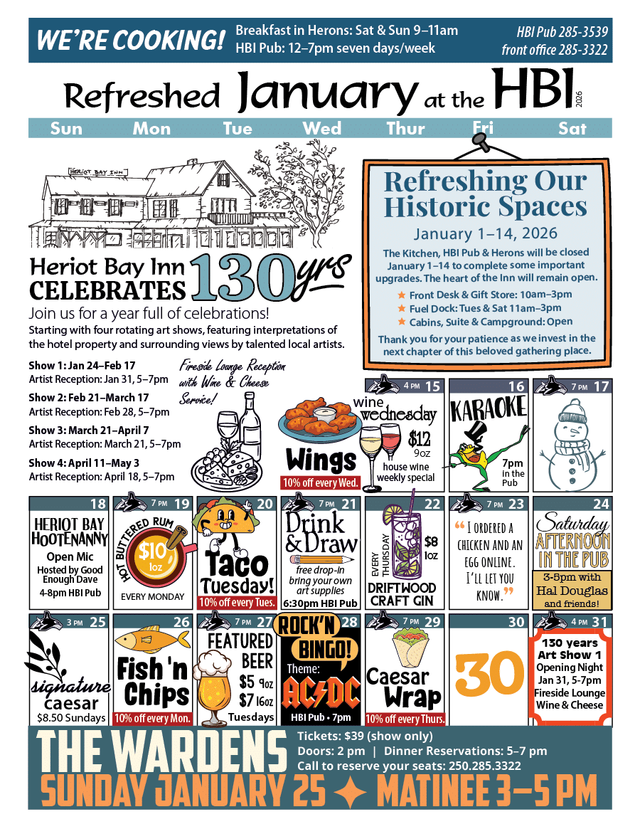 HBI Calendar of events for January 2026