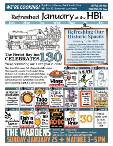 HBI Calendar of events for January 2026