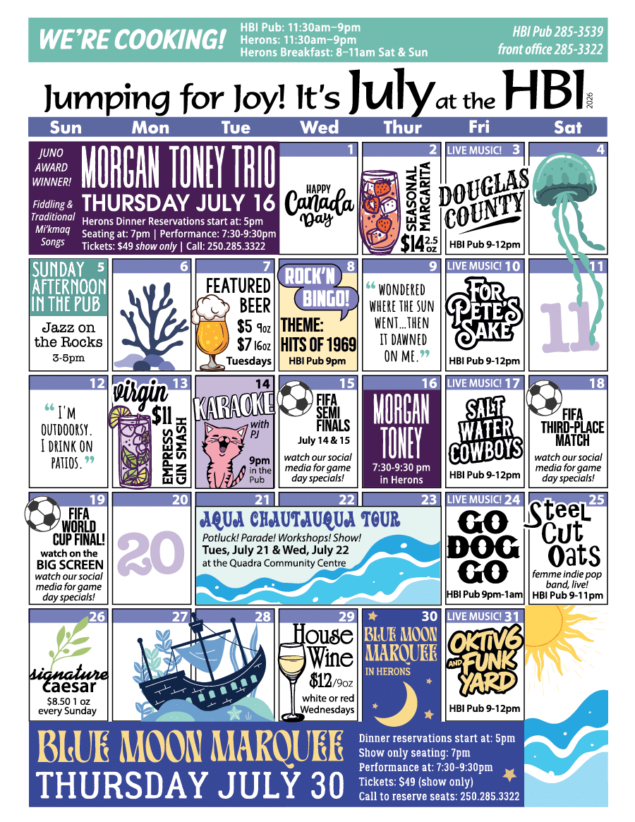 HBI Calendar of events for July 2026