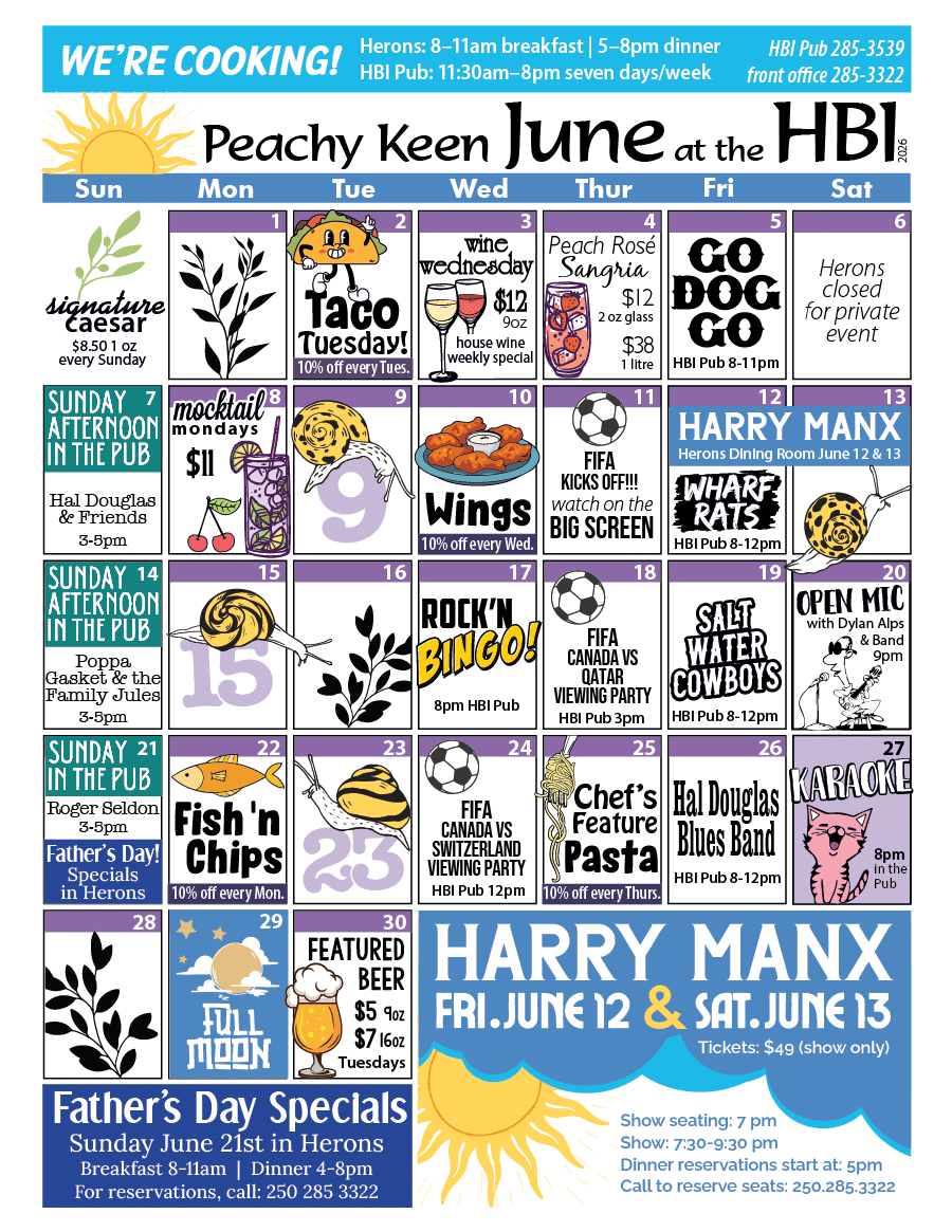 HBI Calendar of events for June 2026