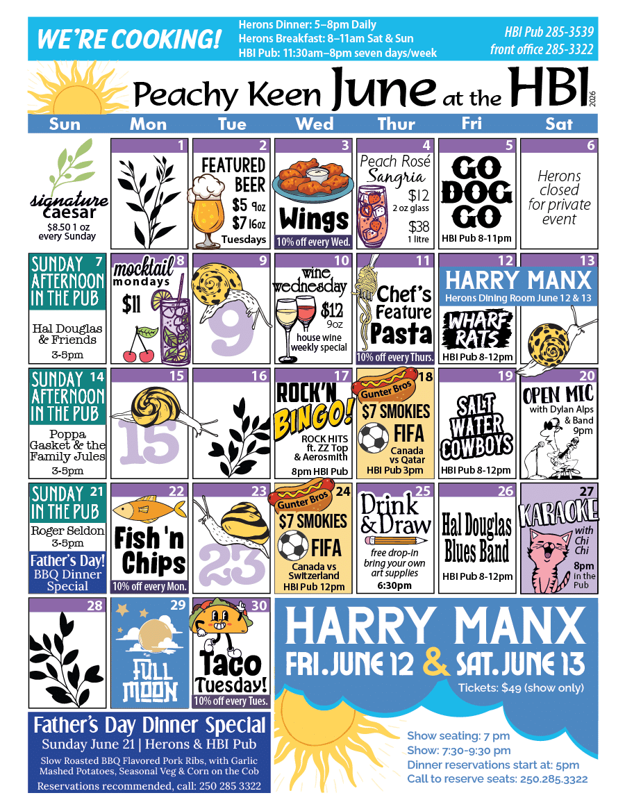 HBI Calendar of events for June