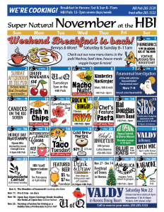 HBI Calendar of events for November, 2025