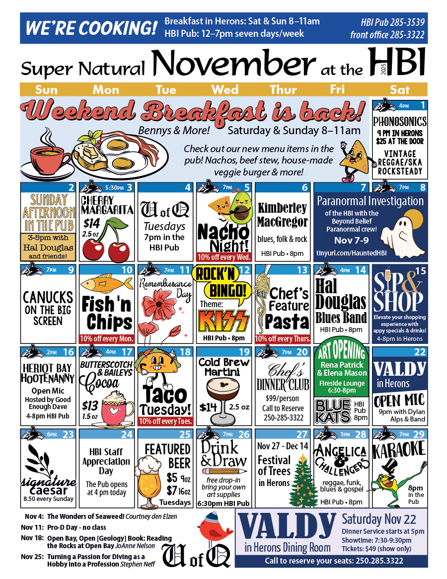 HBI Calendar of events for November, 2025
