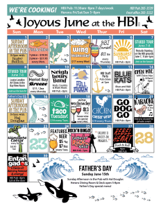 HBI Calendar of events for June, 2025