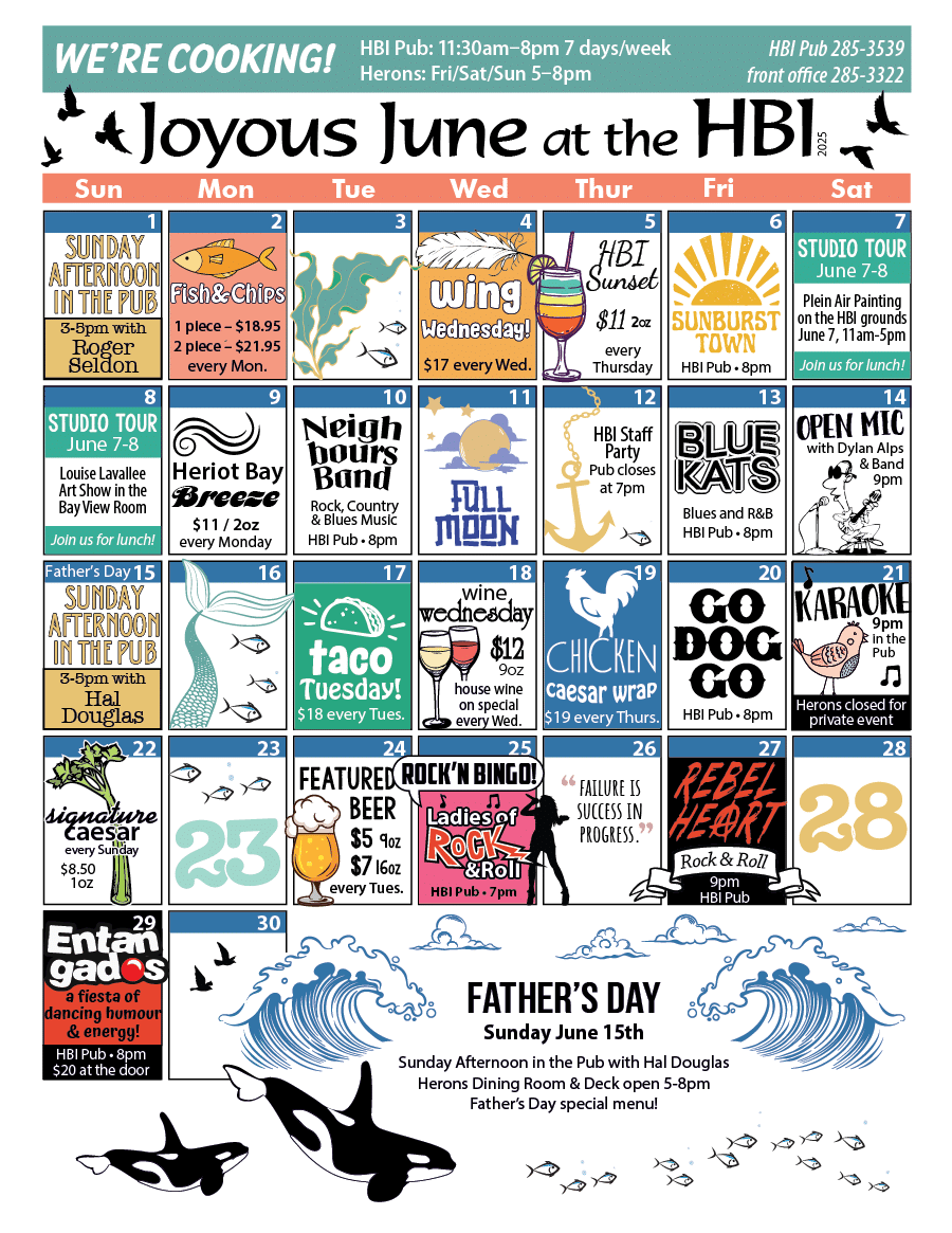 HBI Calendar of events for June, 2025