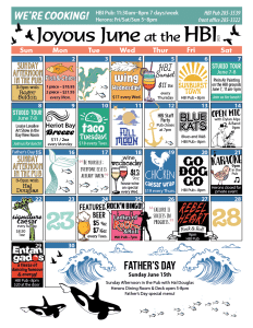HBI Calendar of events for June, 2025