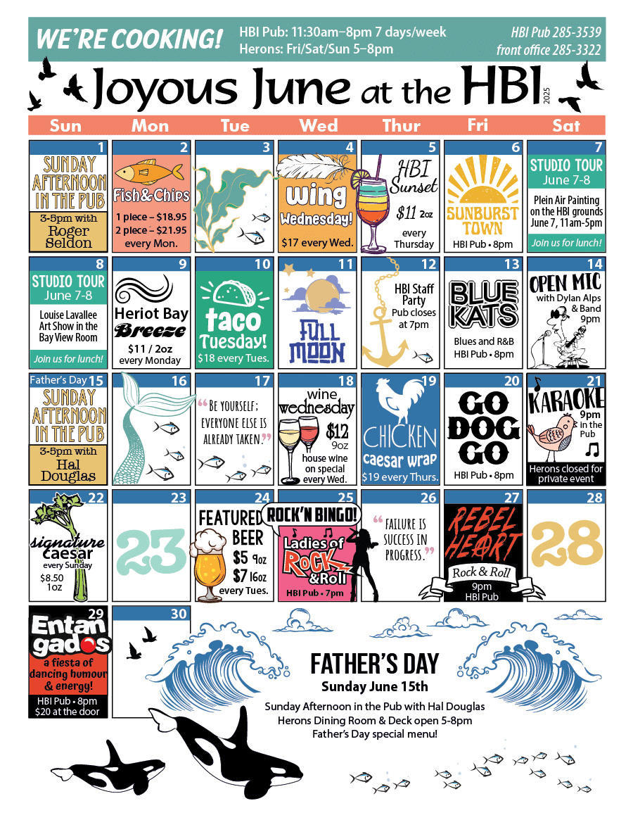 HBI Calendar of events for June, 2025