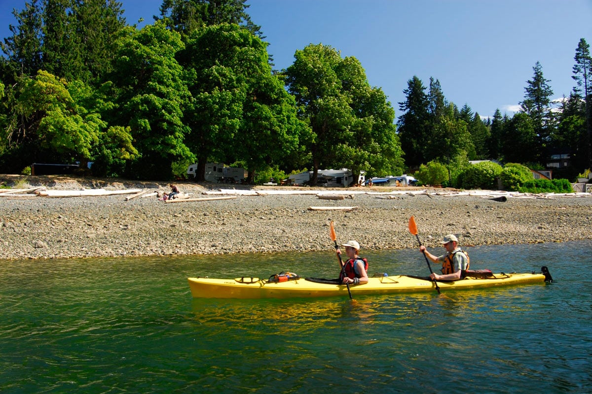 Kayaking up to the Heriot Bay Inn campground