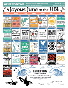 HBI Calendar of events for June, 2025