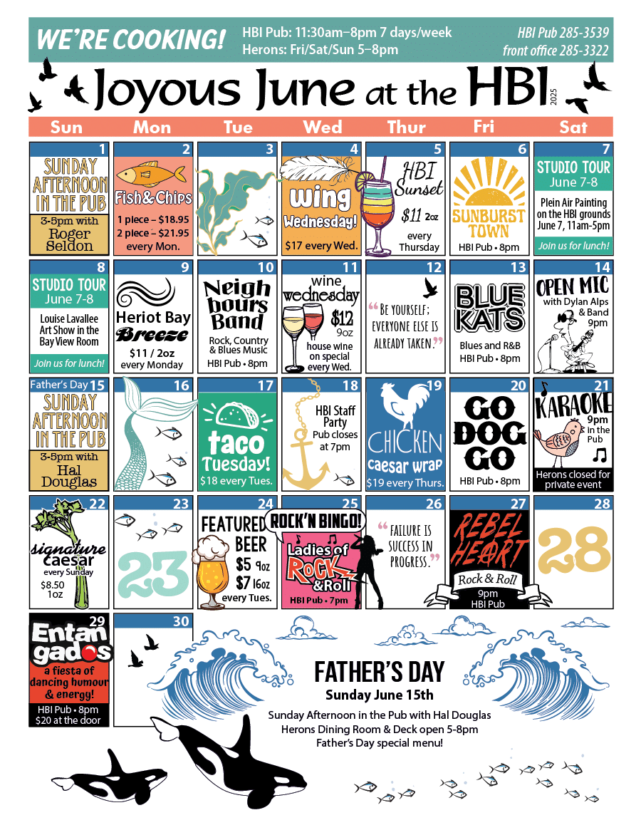 HBI Calendar of events for June, 2025