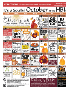 HBI Calendar of events for October 2026