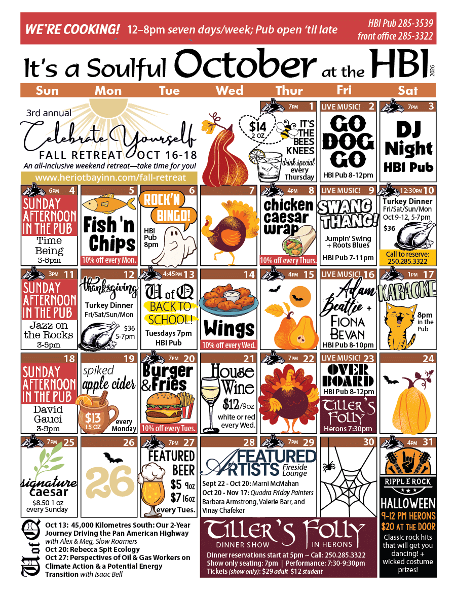 HBI Calendar of events for October 2026