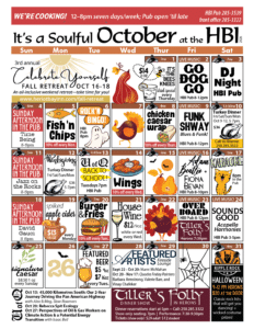 HBI Calendar of events for October 2026