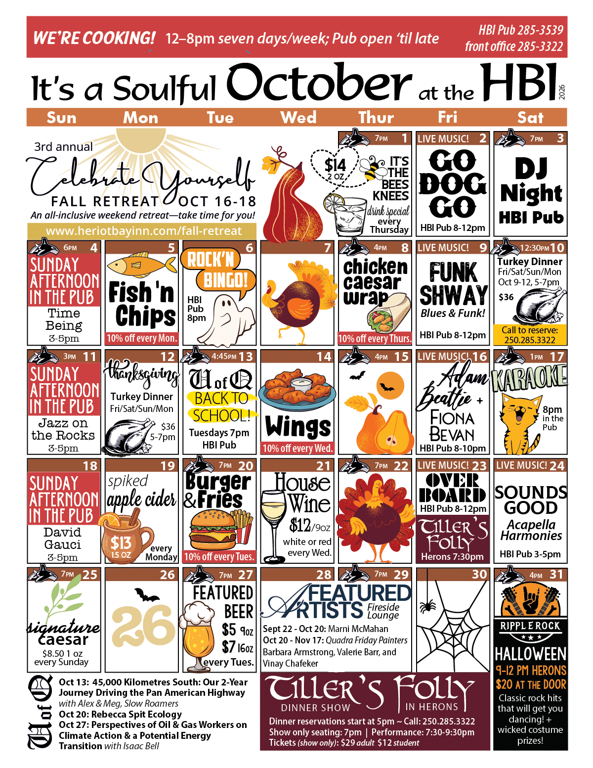 HBI Calendar of events for October 2026