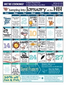 January 2024 calendar of events