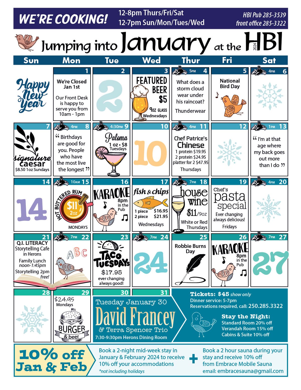 January 2024 calendar of events