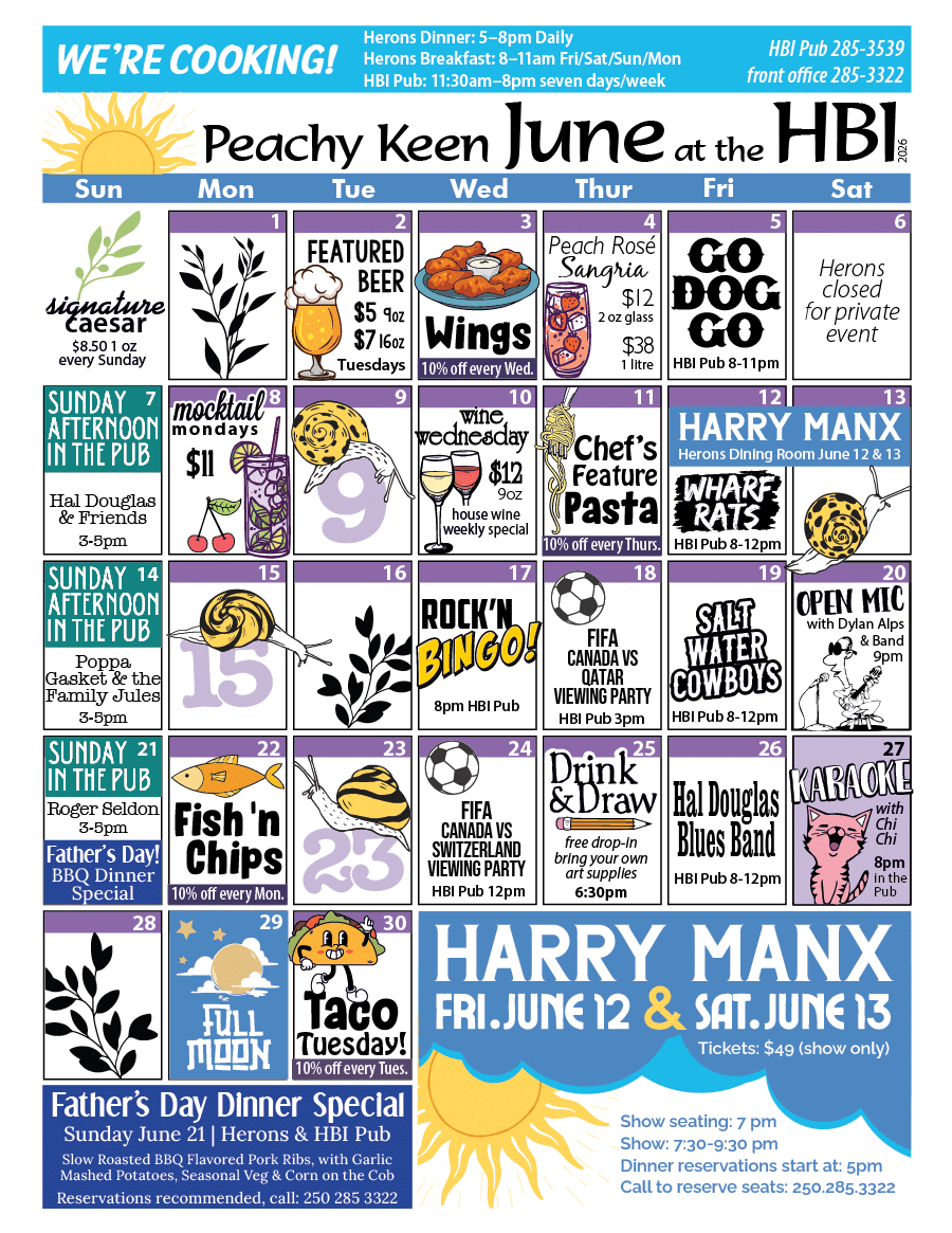 HBI Calendar of events for June 2026