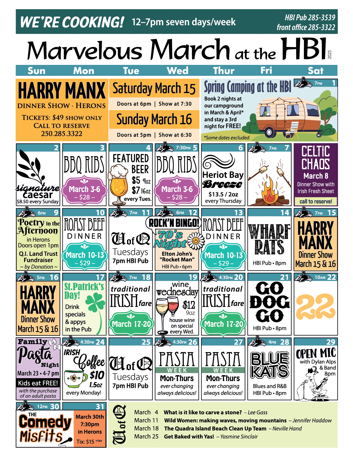 HBI Calendar of events for March, 2025