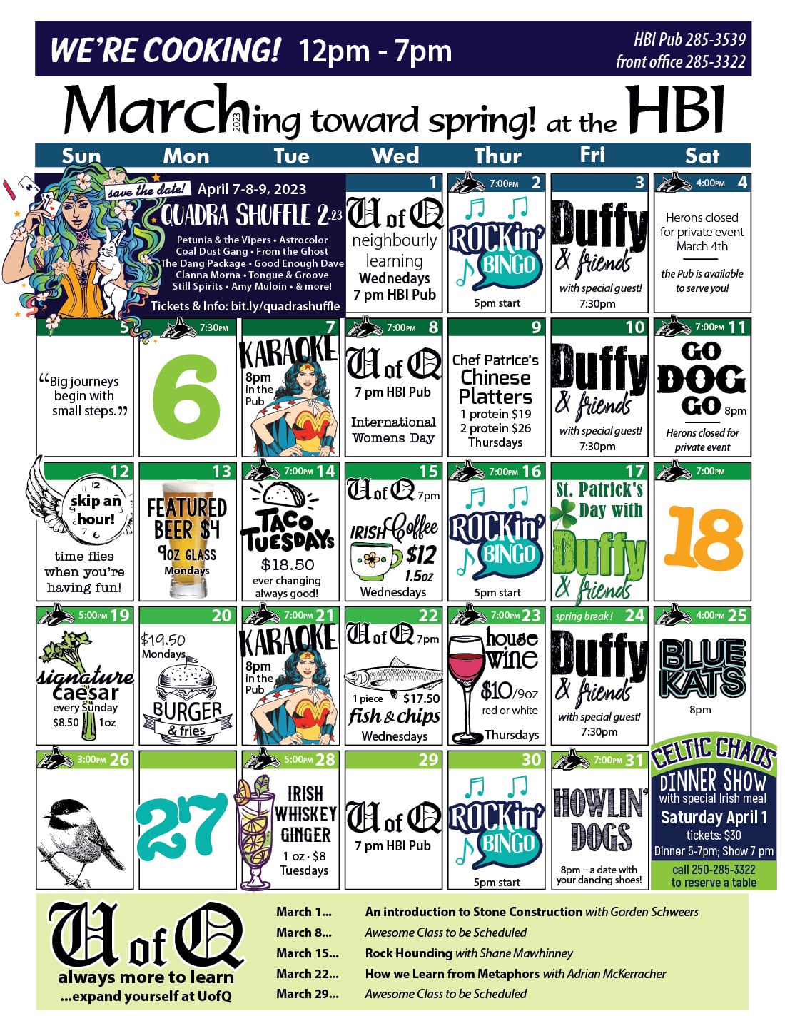 March Calendar What s Happening At The Inn Heriot Bay Inn Top 