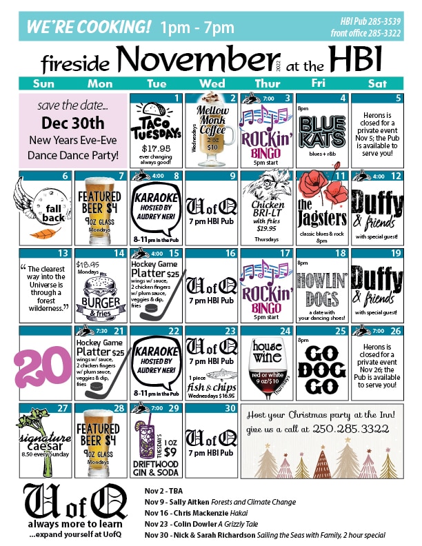 November 2022 calendar of events