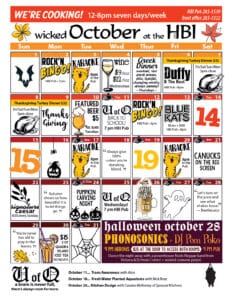 October 2023 calendar of events