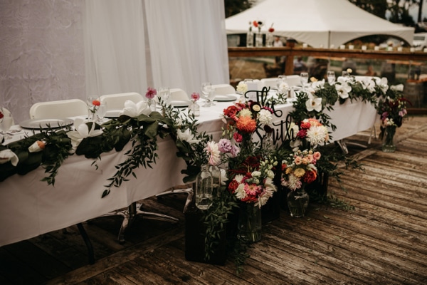 florals at wedding table
